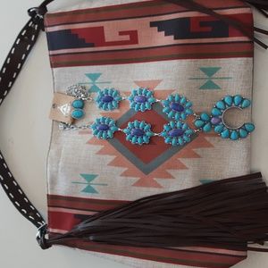 Western squash Blossom Necklace with earrings